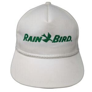K-Brand 5 Panel White One Size Rain Bird Irrigation Logo Rope Slideback Hat USA